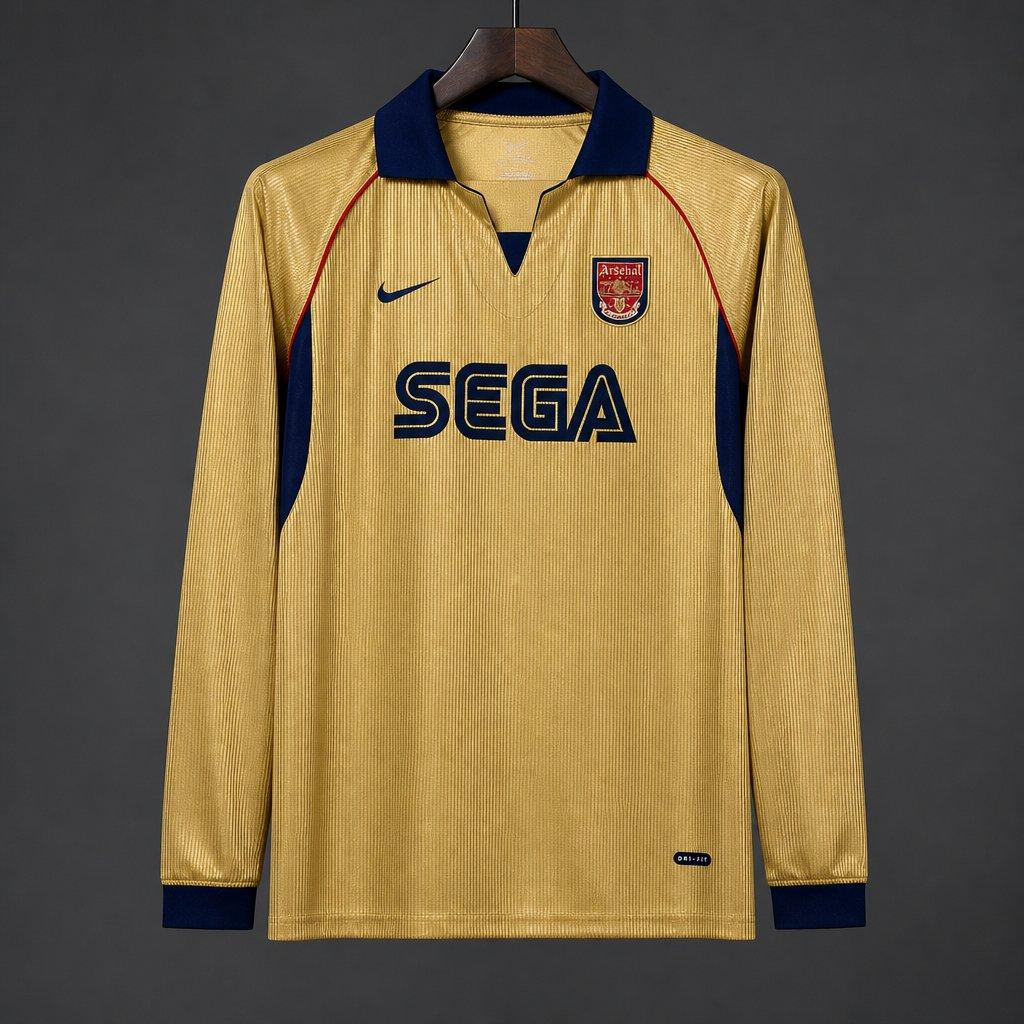 Arsenal Vintage 2001/02 Remake Gold Long Sleeve Away Jersey