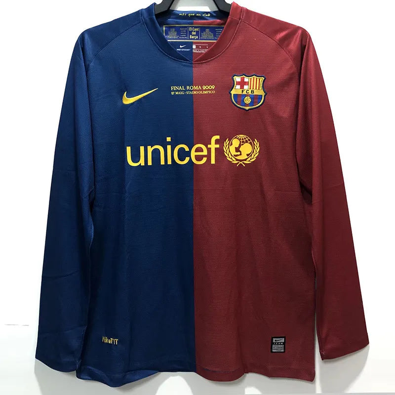 Barcelona 08/09 Home Champions Retro Soccer Jersey Long Sleeve