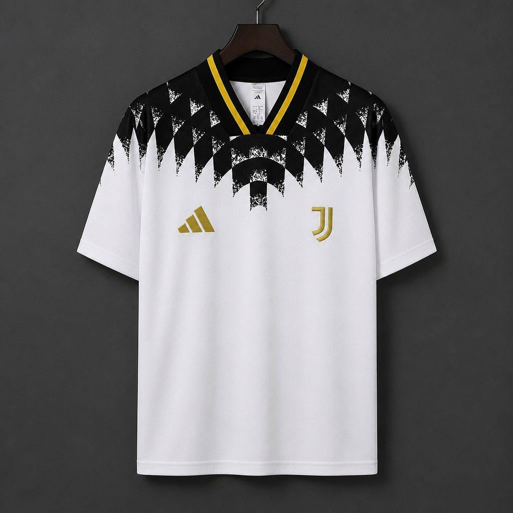 26/27 Juventus White with Black Geometric Pattern 1994 Vintage Remake Jersey